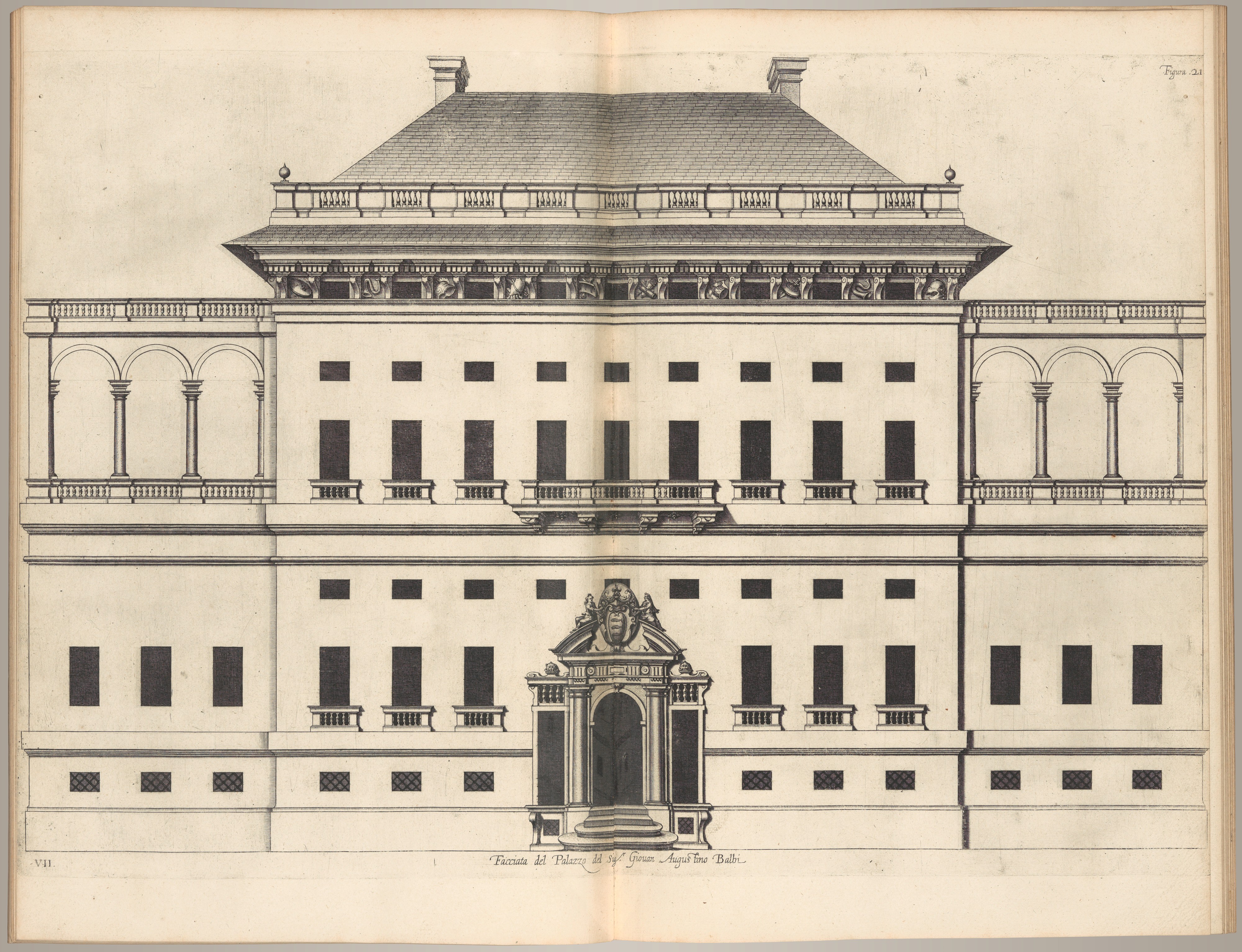 Engraving of Balbi Palace Facade