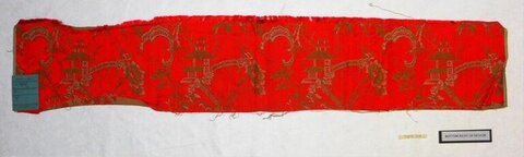 Red Patterned Fabric Fragment