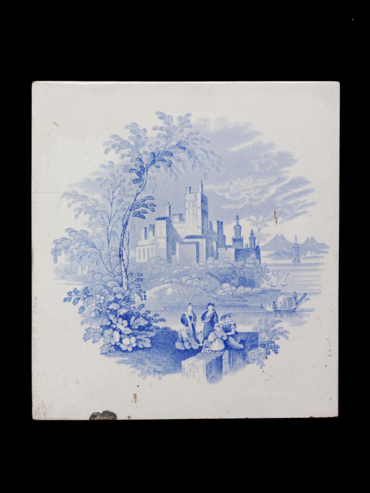 Blue and White Landscape Printed Tile