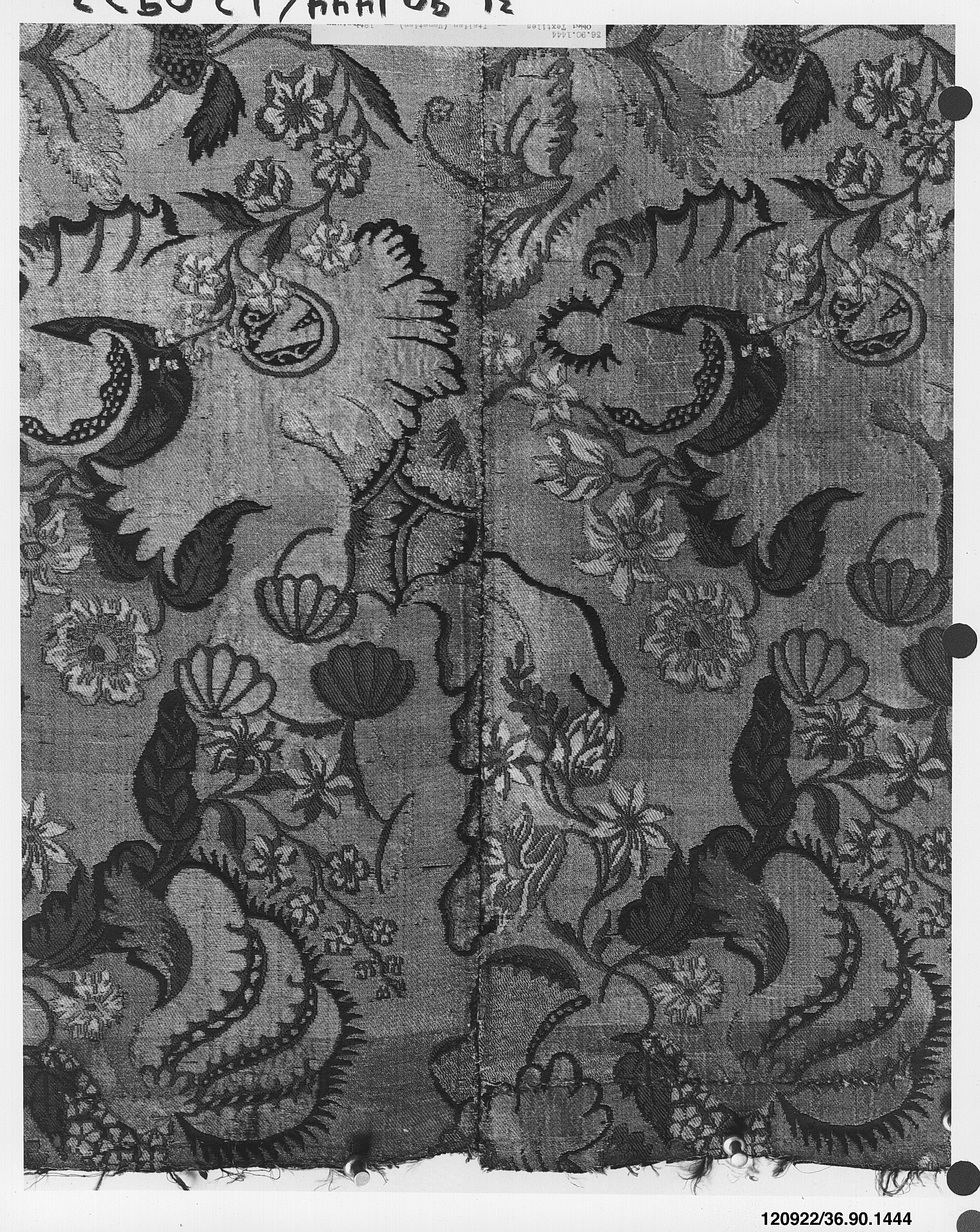 Antique Floral Woven Textile Fragment