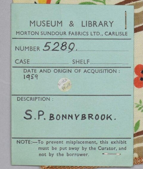 Vintage Museum Fabric Sample Label