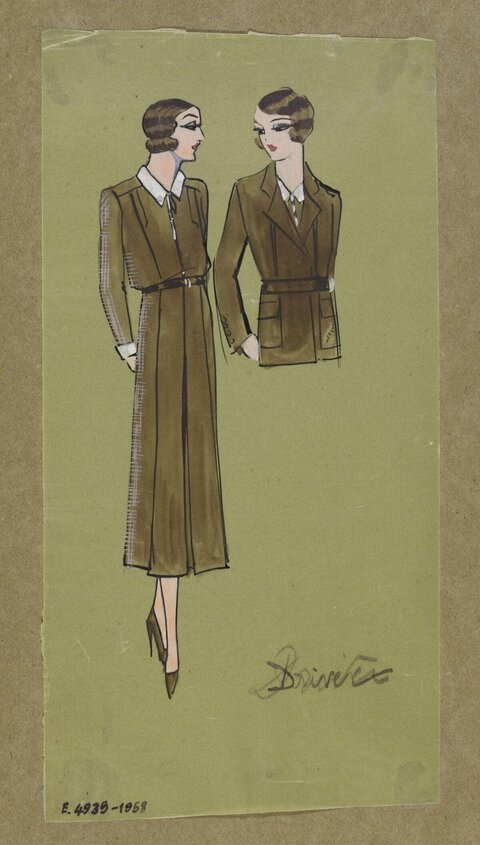Vintage Brown Outfit Fashion Sketch