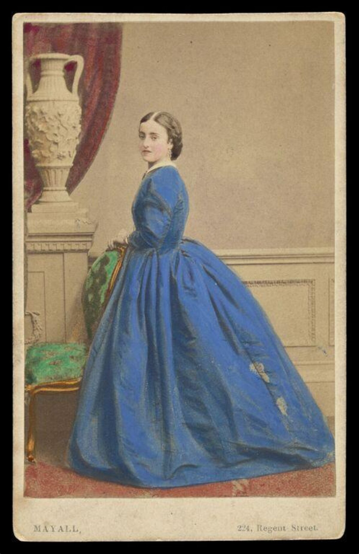 Victorian Woman in Blue Dress Portrait