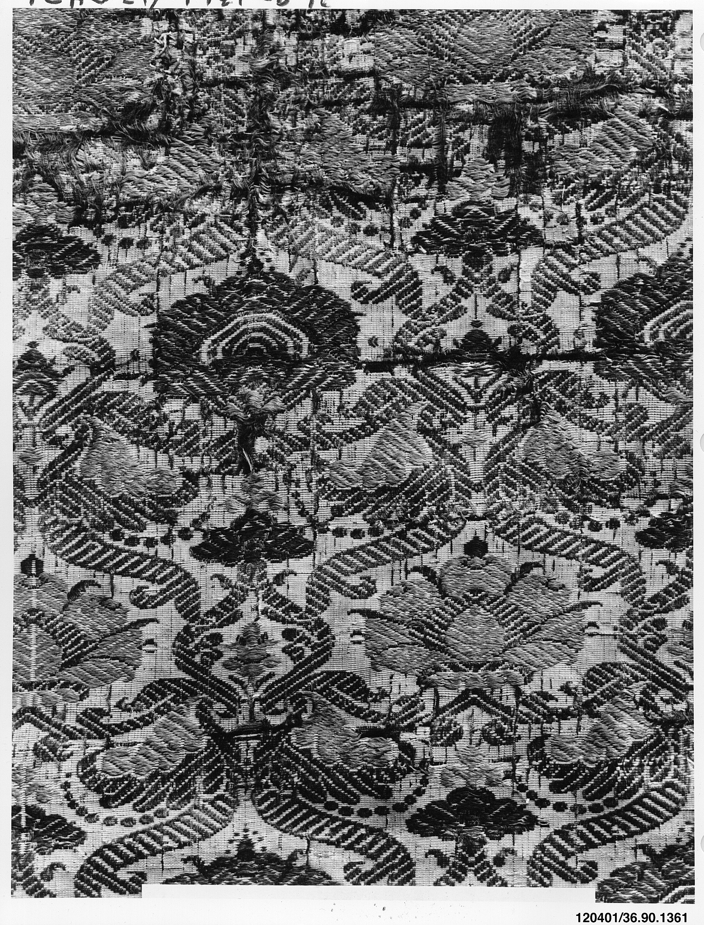 Antique Floral Woven Textile Fragment