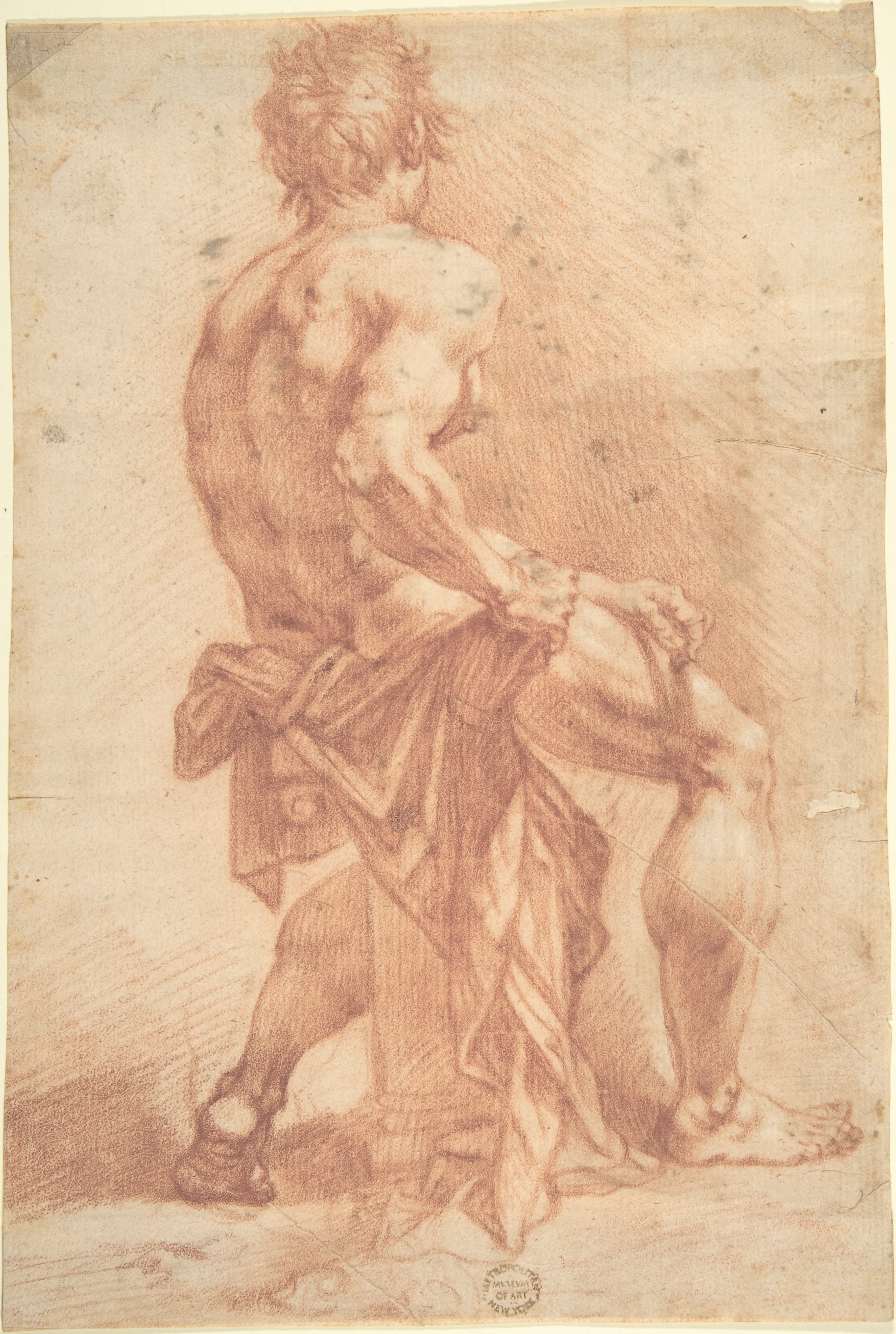 Sketch of Seated Male Nude from Back