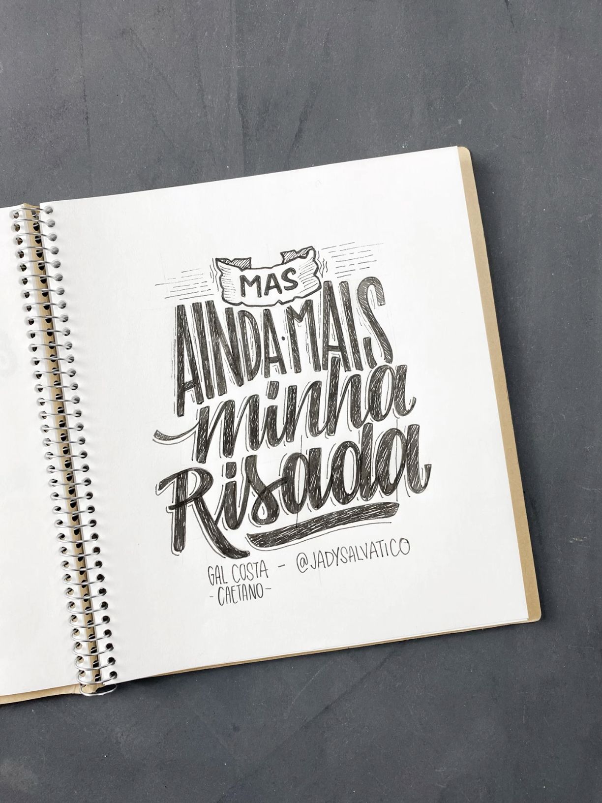 Hand Lettered Song Lyric in Sketchbook