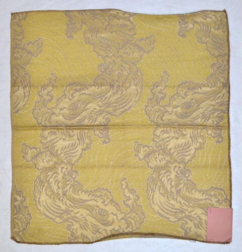 Yellow Wave Pattern Woven Fabric Swatch