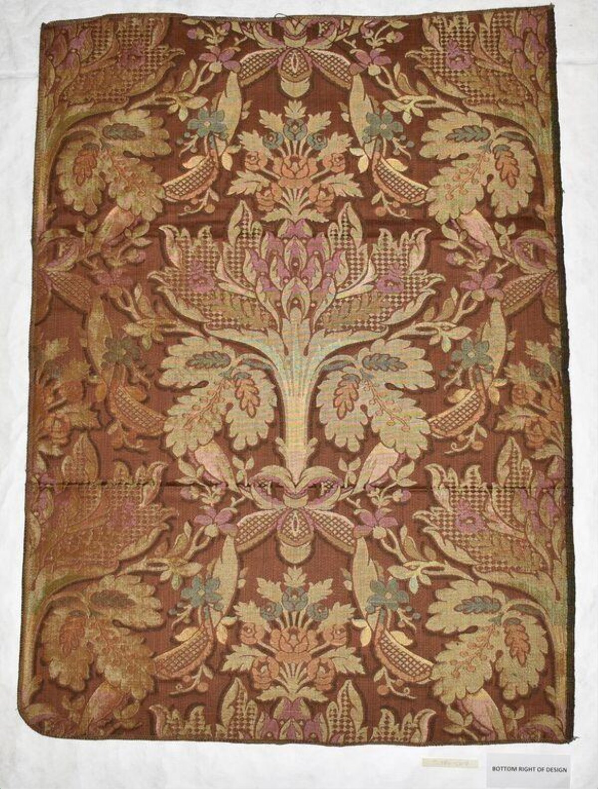 Antique Floral Woven Textile Fragment