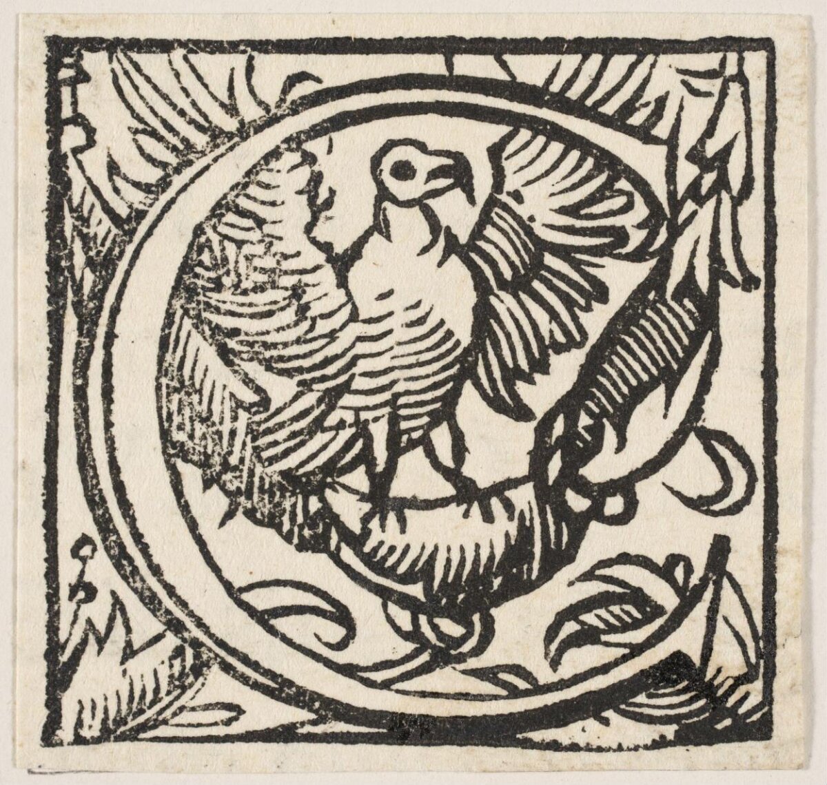 Woodcut of Eagle and Ouroboros