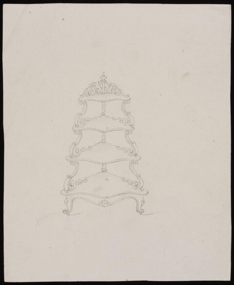 Pencil Sketch of Ornate Corner Shelf