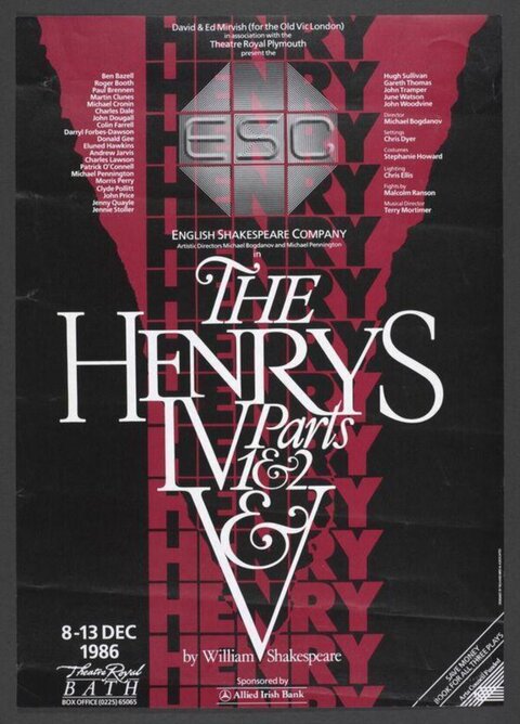 1986 The Henrys Shakespeare Theatre Poster