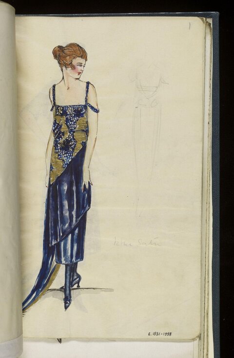Vintage Evening Dress Fashion Sketch
