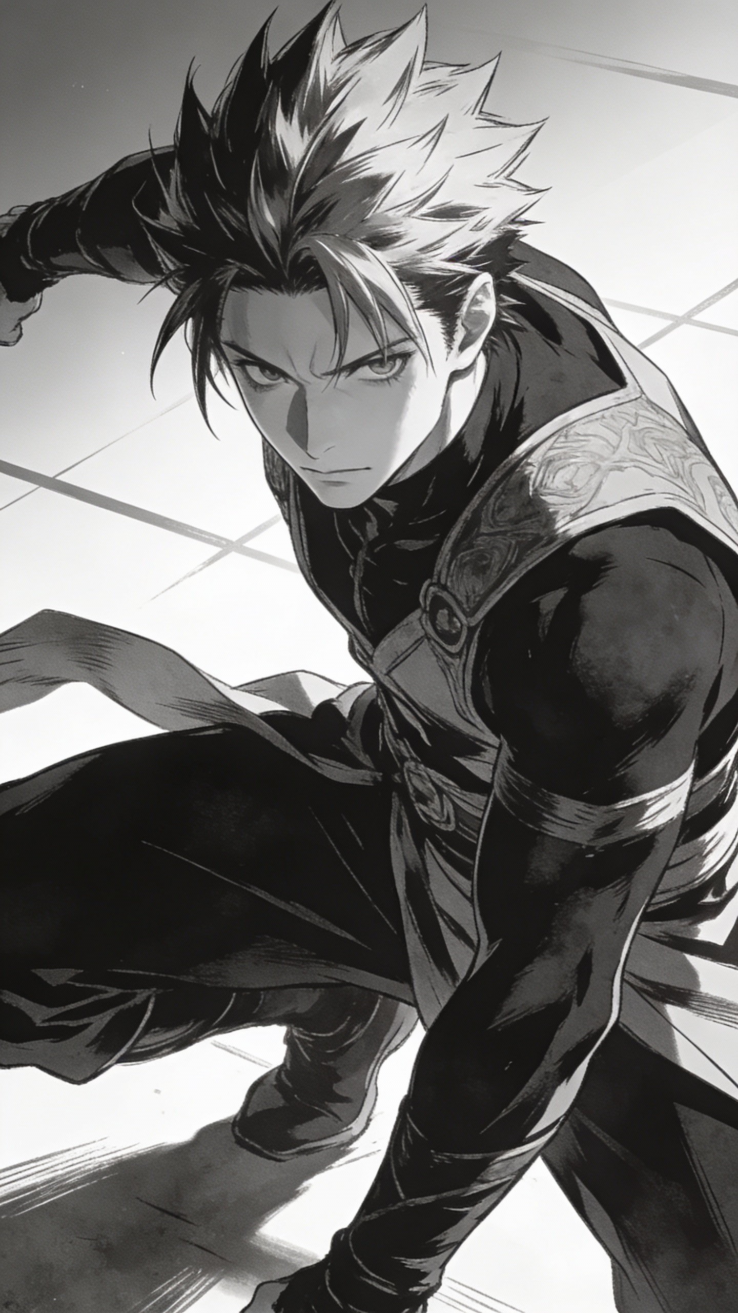 Male Anime Character in Crouching Battle Stance