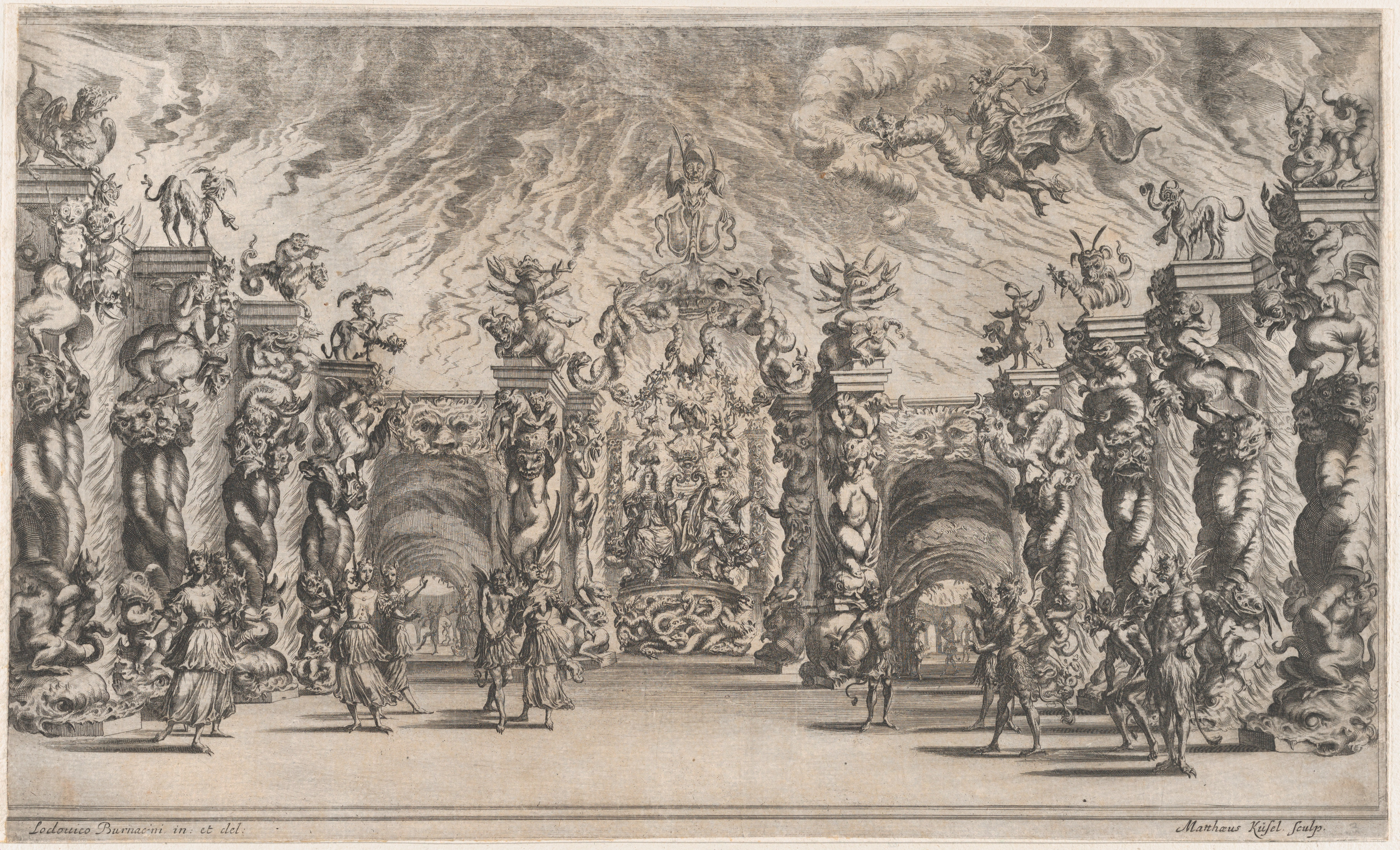 Baroque Demonic Stage Set Etching