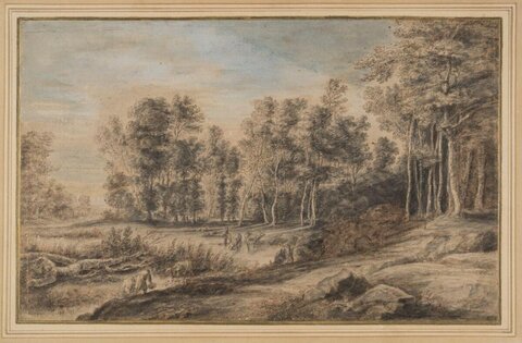 Wooded River Landscape Drawing
