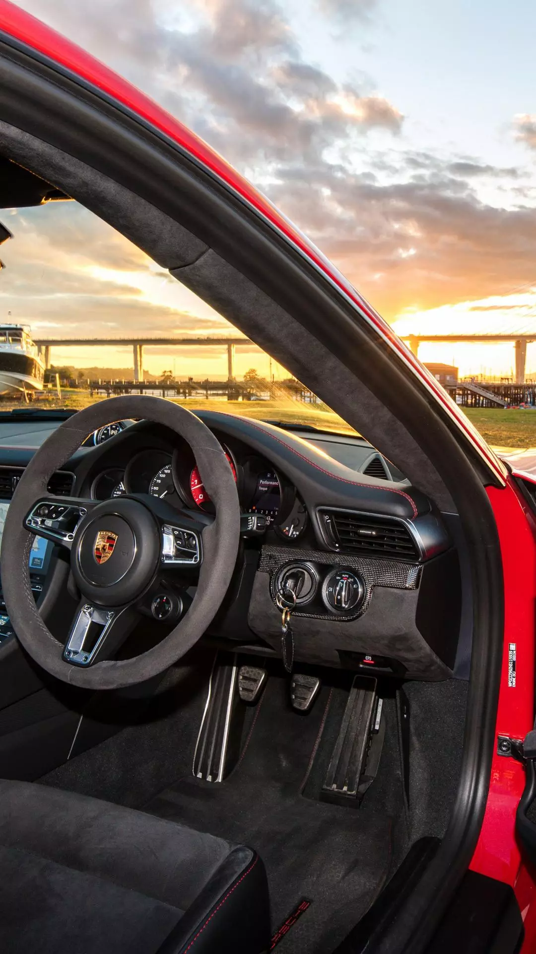 Porsche Car Interior at Sunset — Cars