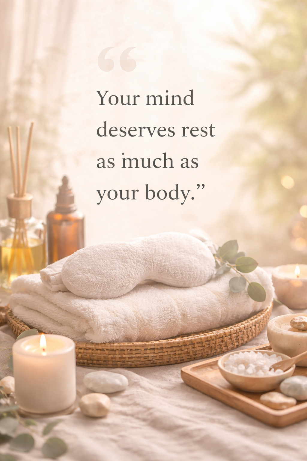 Calming Spa Scene With Wellness Quote