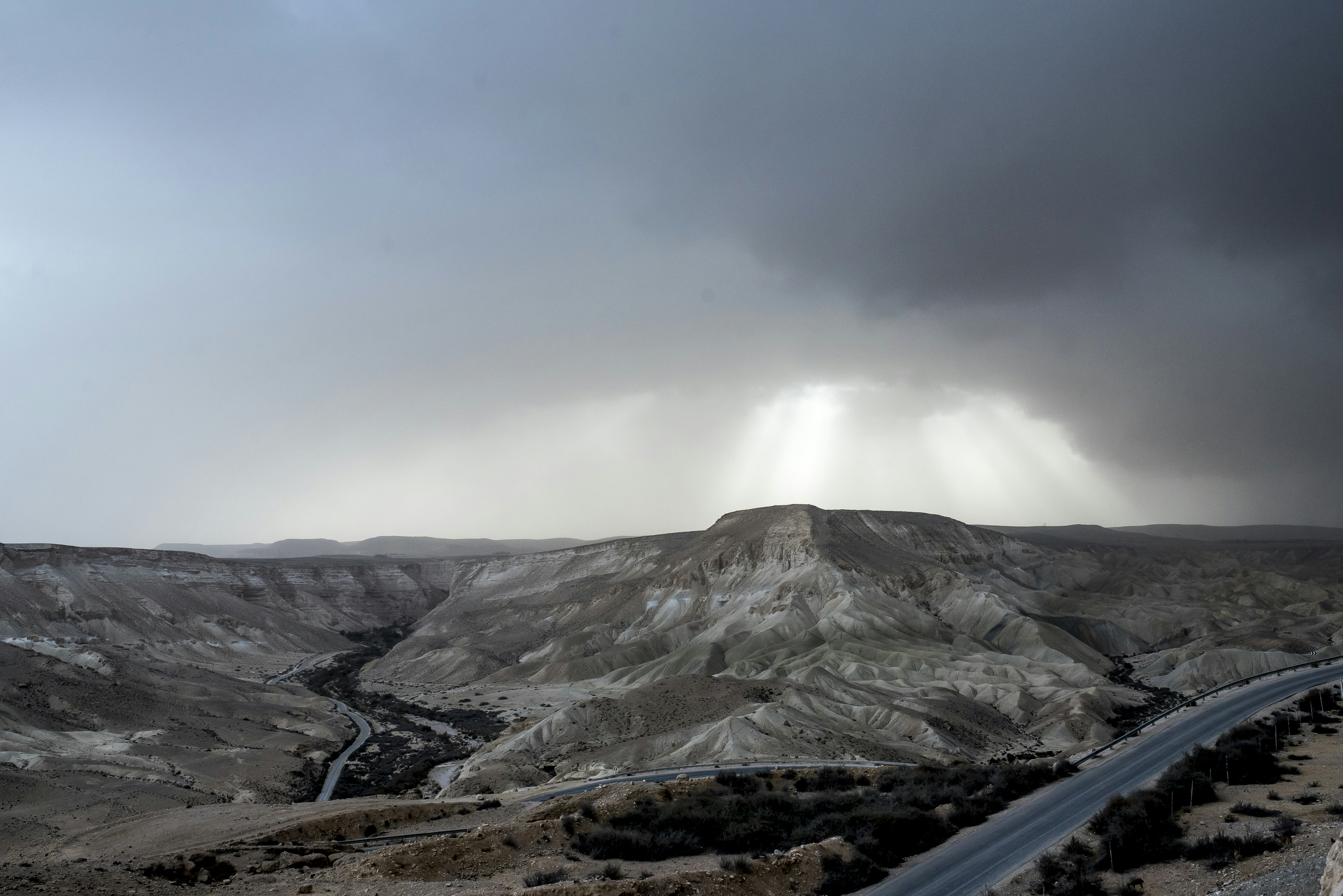 Desert Canyon Under Stormy Sky