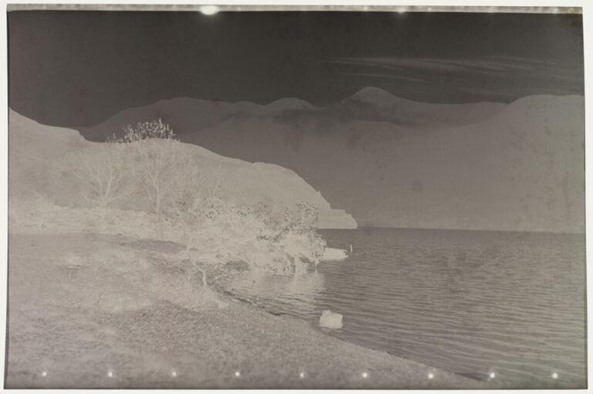 Lakeside Mountain Landscape Negative