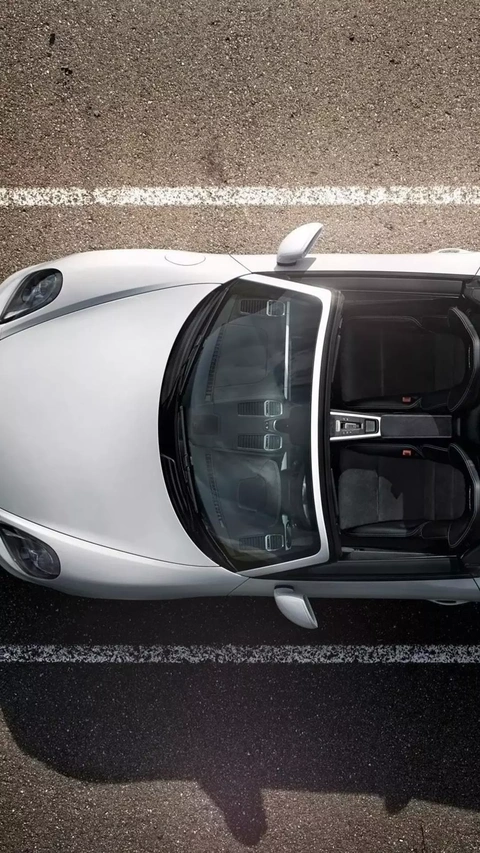 Top-down View of White Convertible