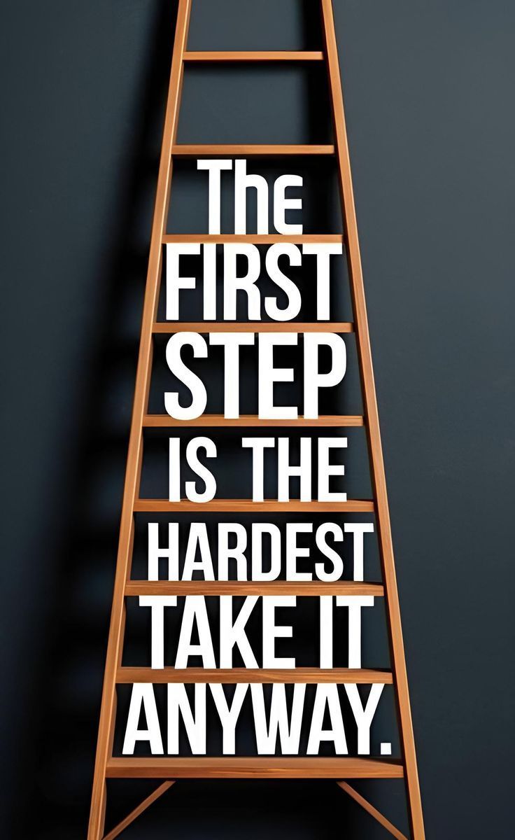 Motivational Quote on Wooden Ladder