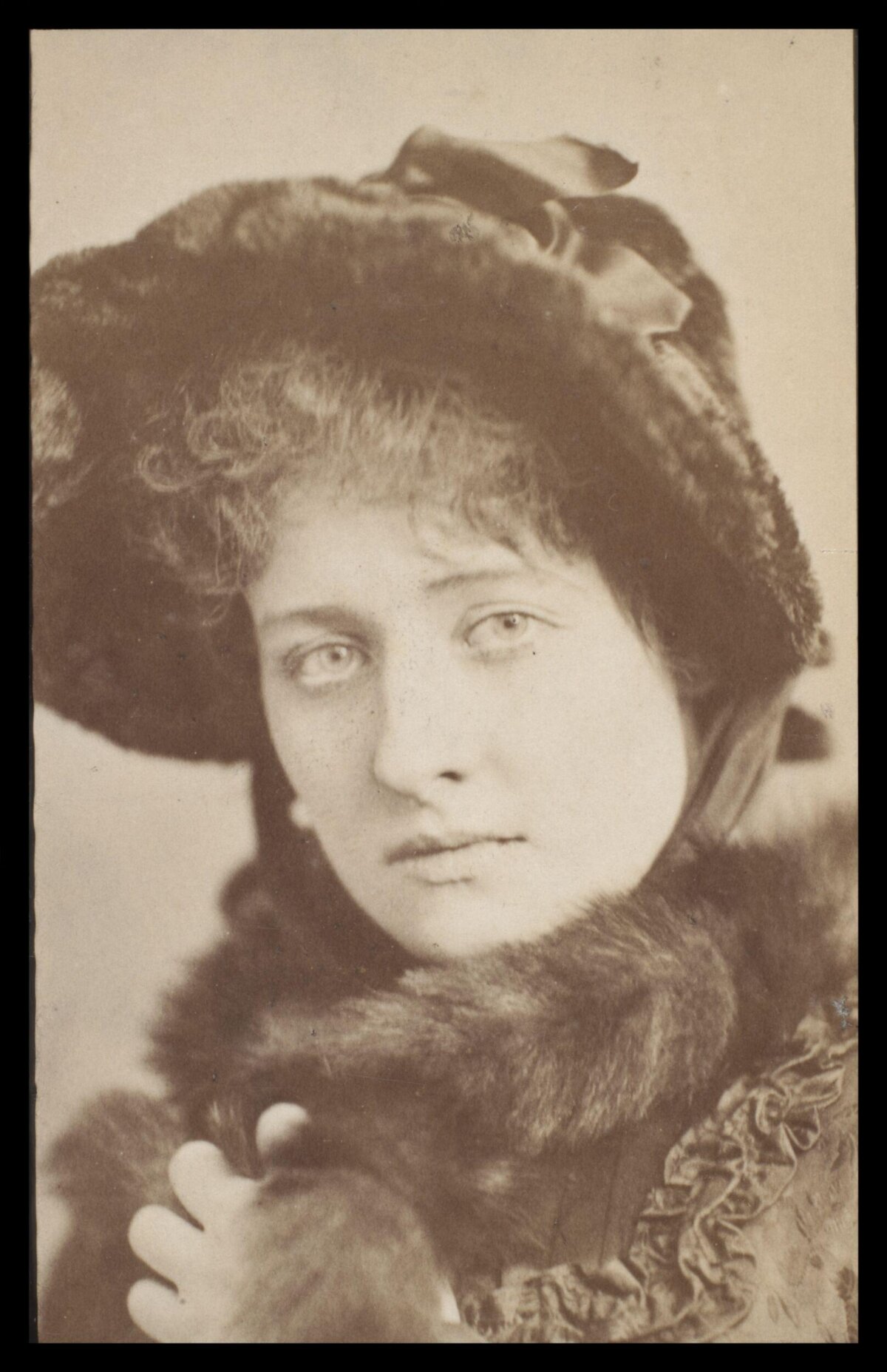 Vintage Portrait of Woman in Fur Hat