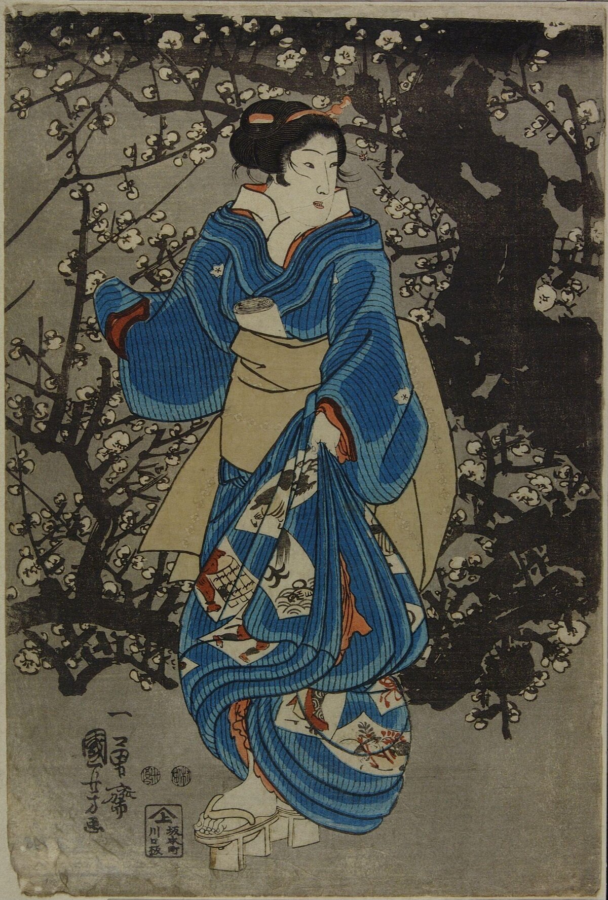 Ukiyo-e Beauty Under Plum Blossoms