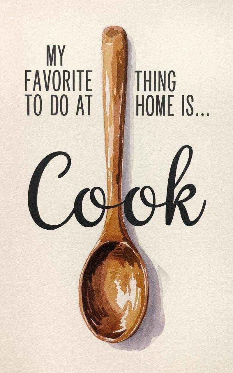 Cooking Quote Wooden Spoon Watercolor Art