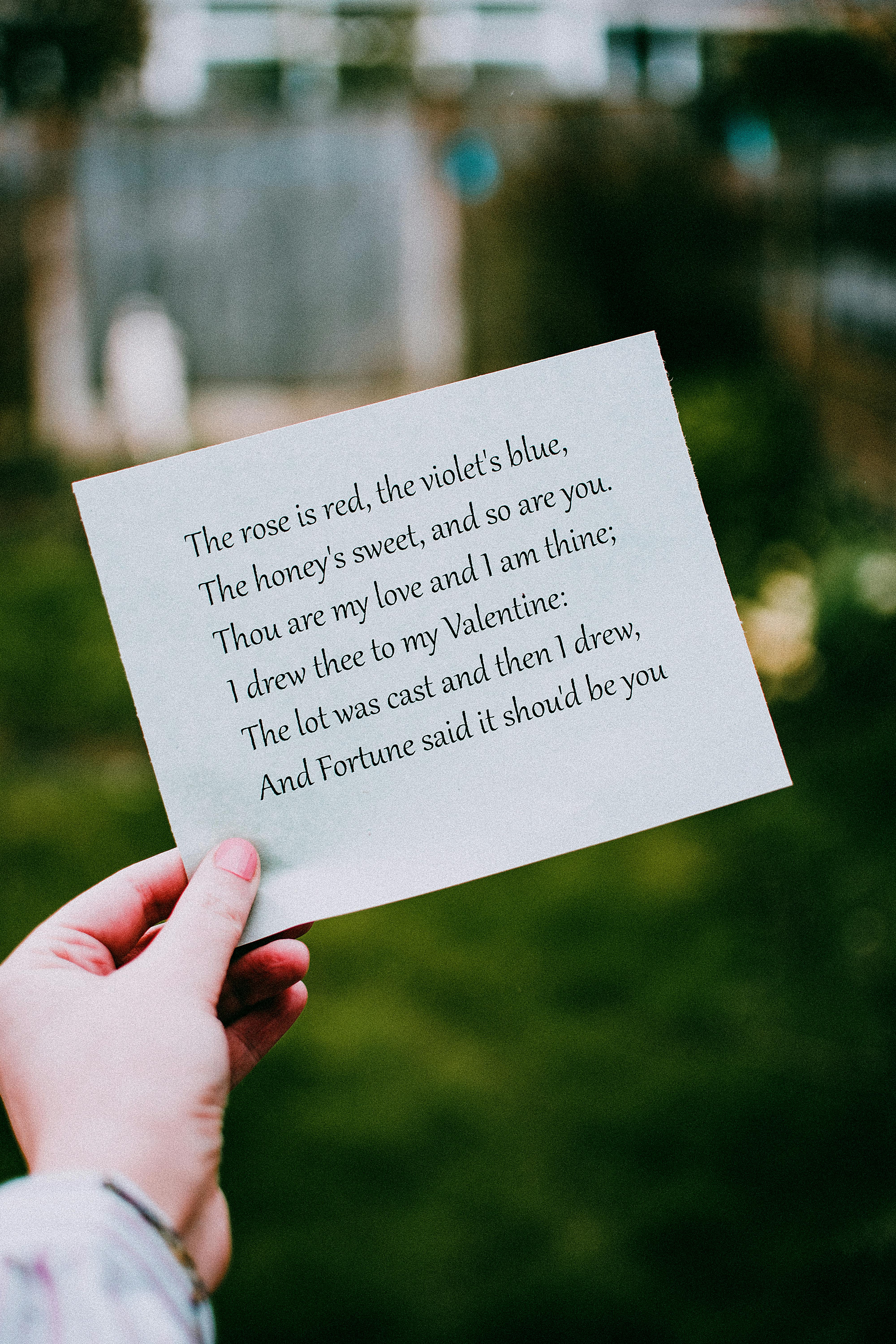 Handheld Valentine Poem Card
