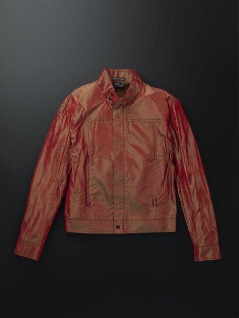 Shiny Red Stand Collar Jacket