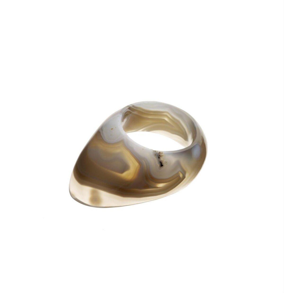 Natural Banded Agate Saddle Ring