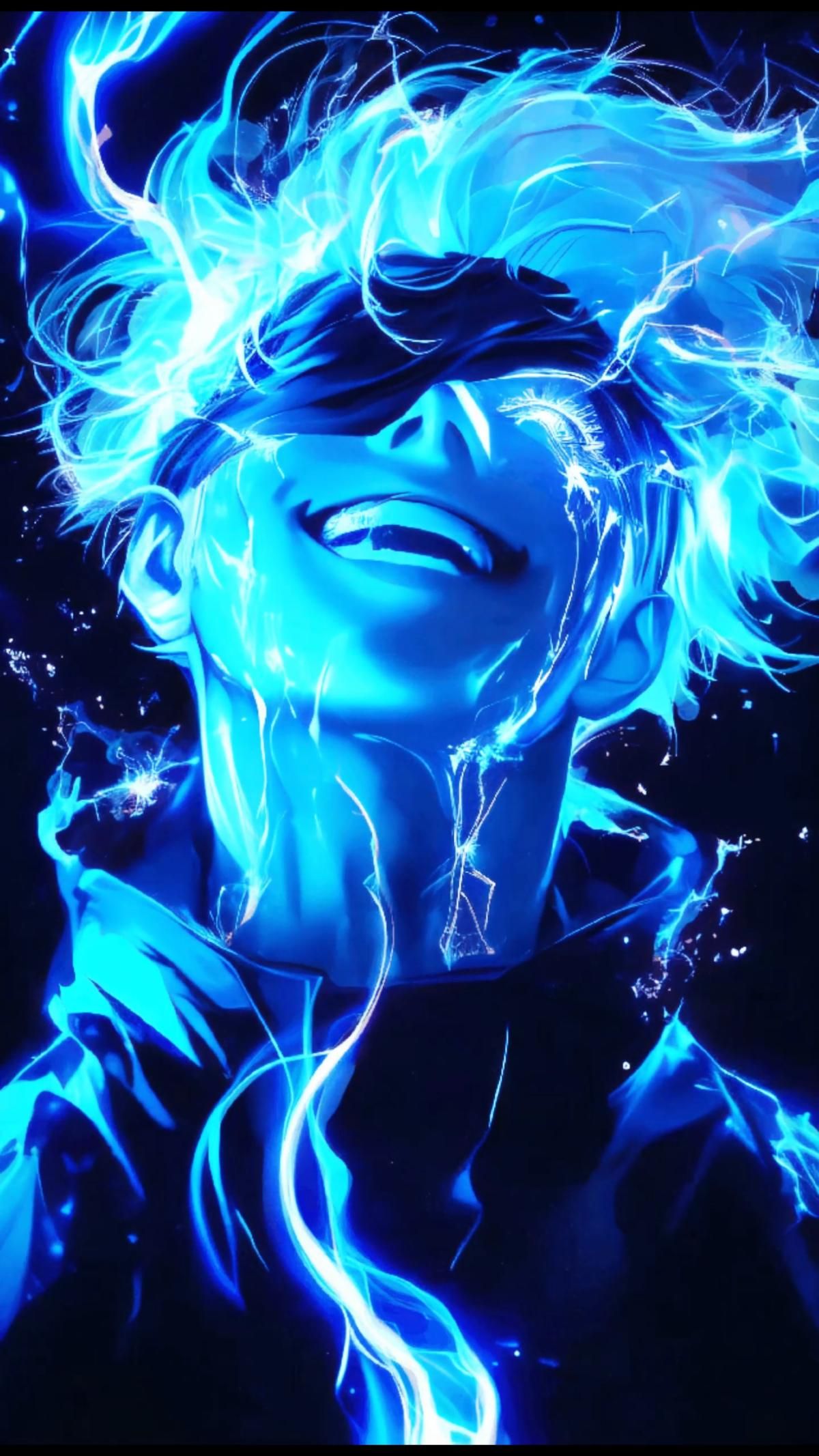 Glowing Blue Gojo Satoru Portrait