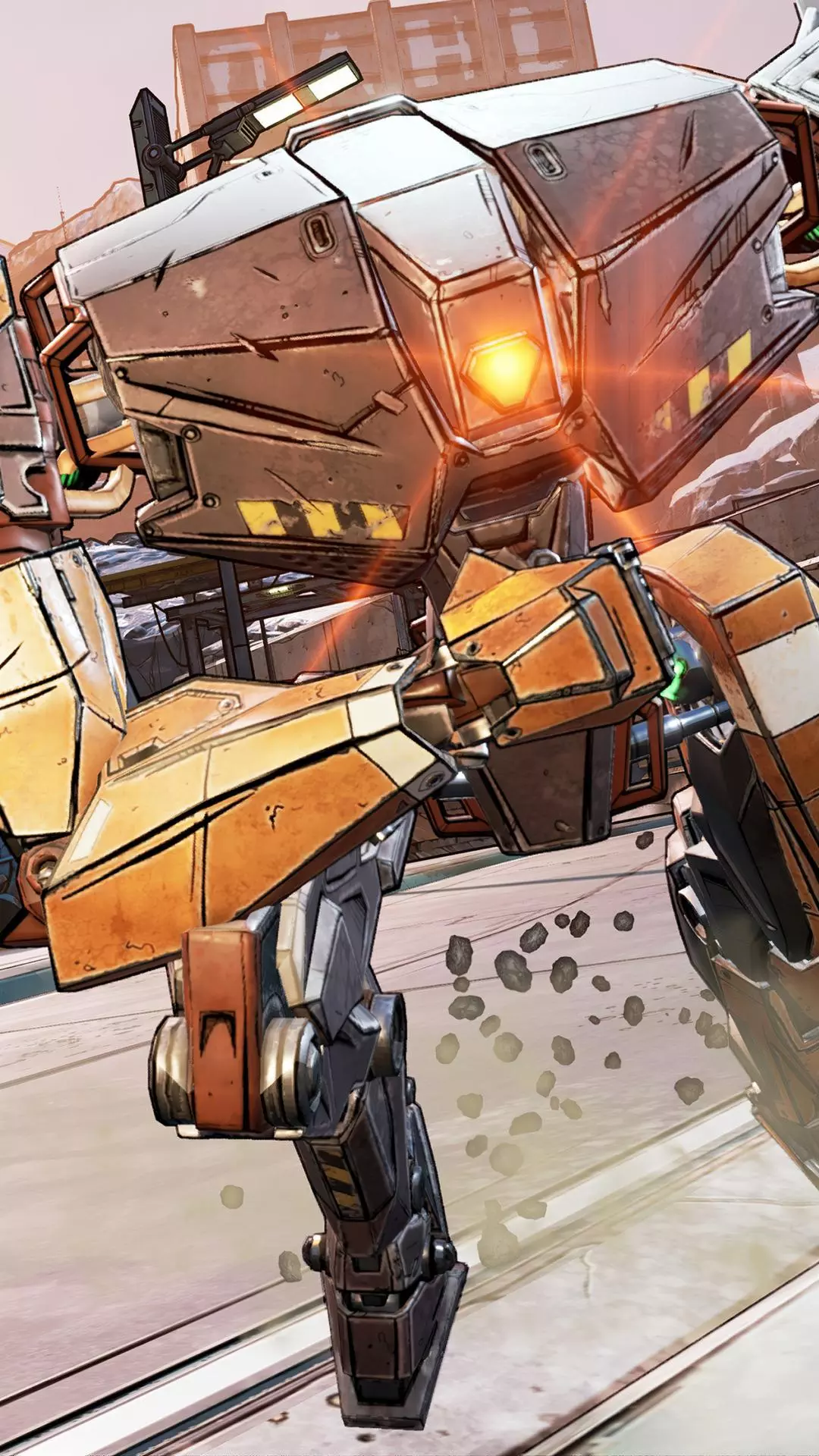 Large Combat Mech in Wasteland Outpost