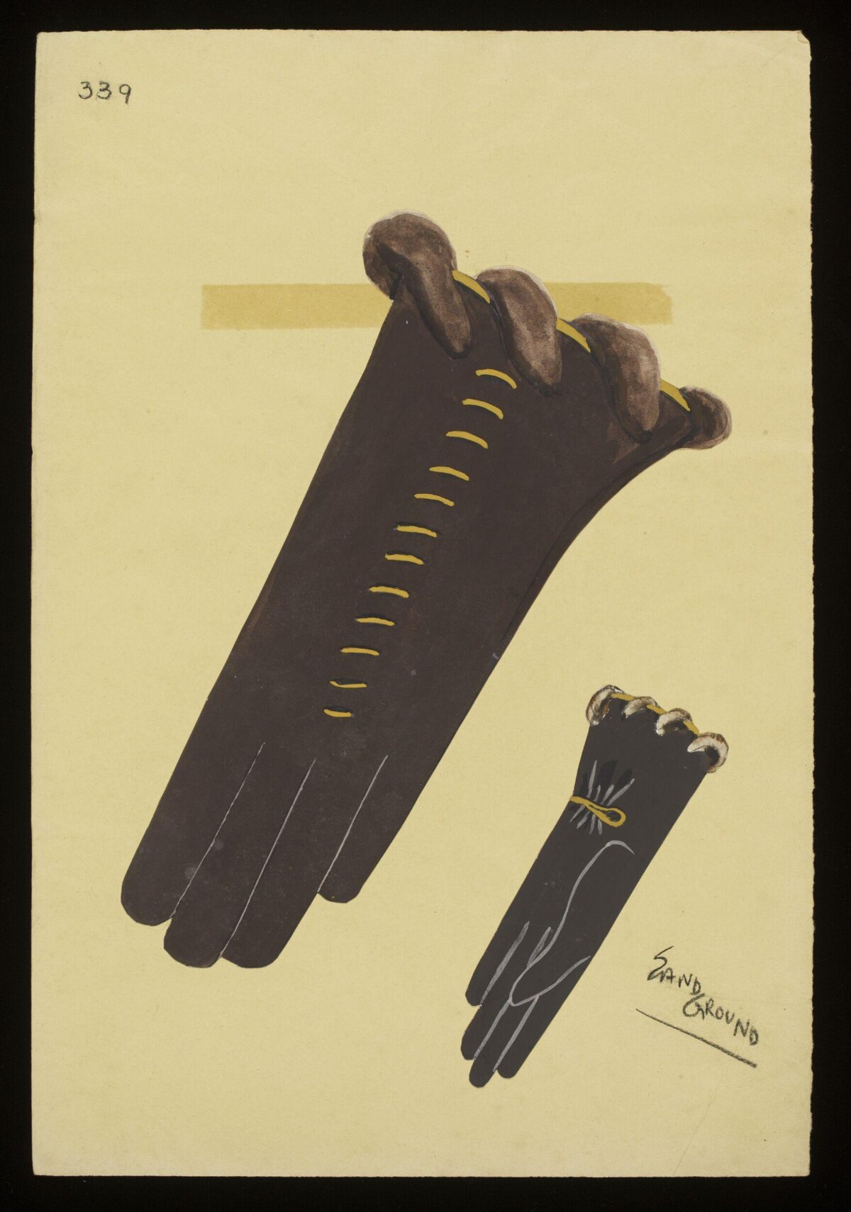 Design Illustration of Two Fur Gloves