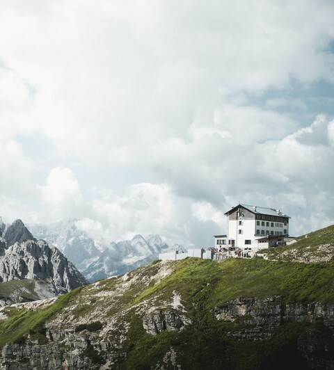 Alpine Mountain Hut on Hillside