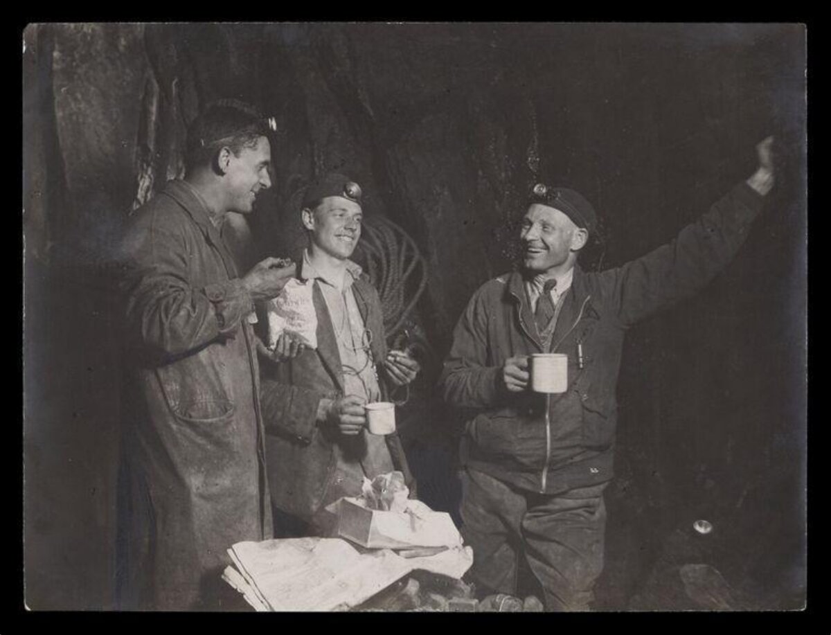 Three Miners Resting Underground
