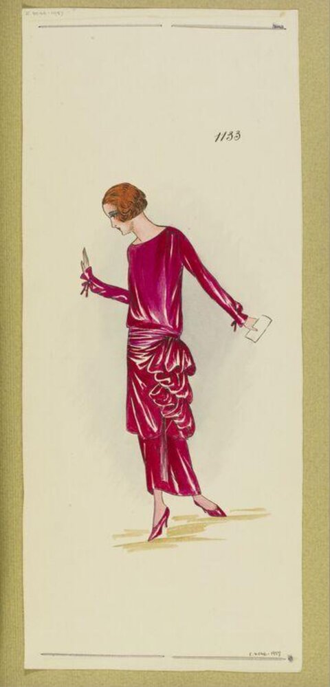 1920s Red Dress Fashion Sketch