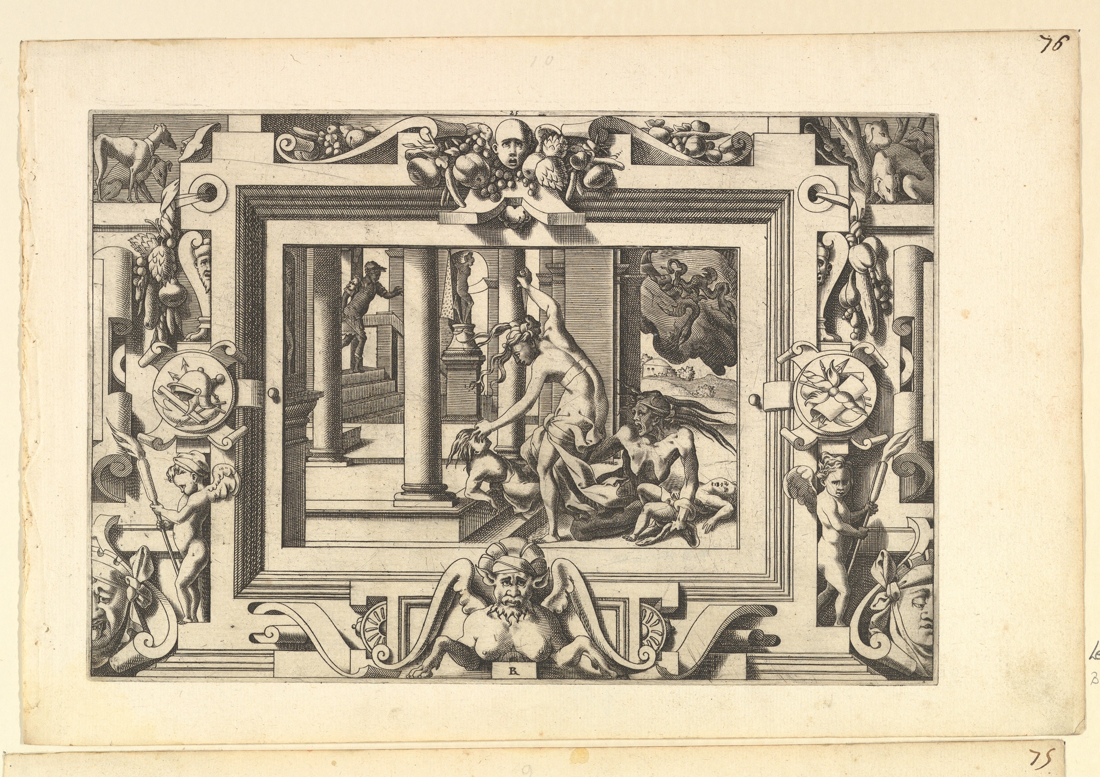 Ornate Framed Mythological Engraving
