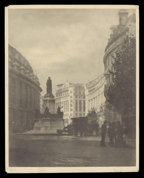 Vintage City Square with Central Monument