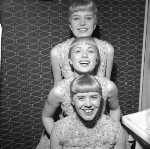 Three Identical Smiling Women Portrait