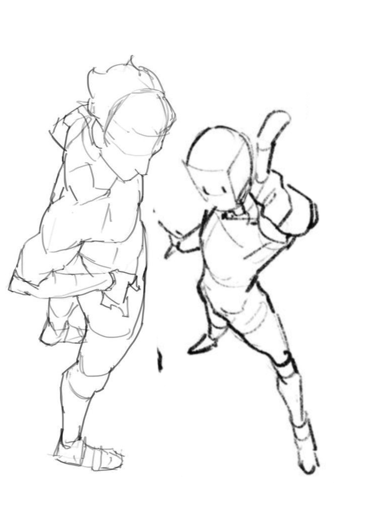 Two Character Action Pose Sketch