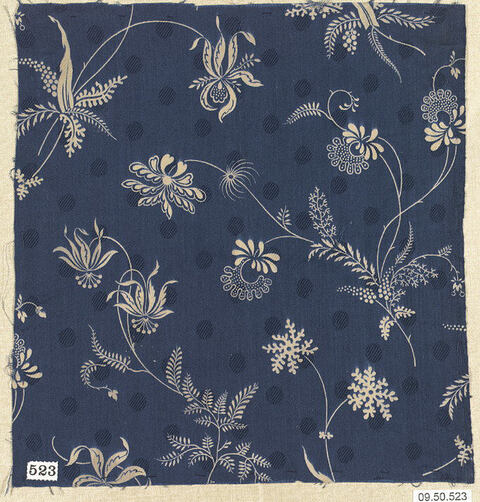 Vintage Blue Floral Fabric Swatch