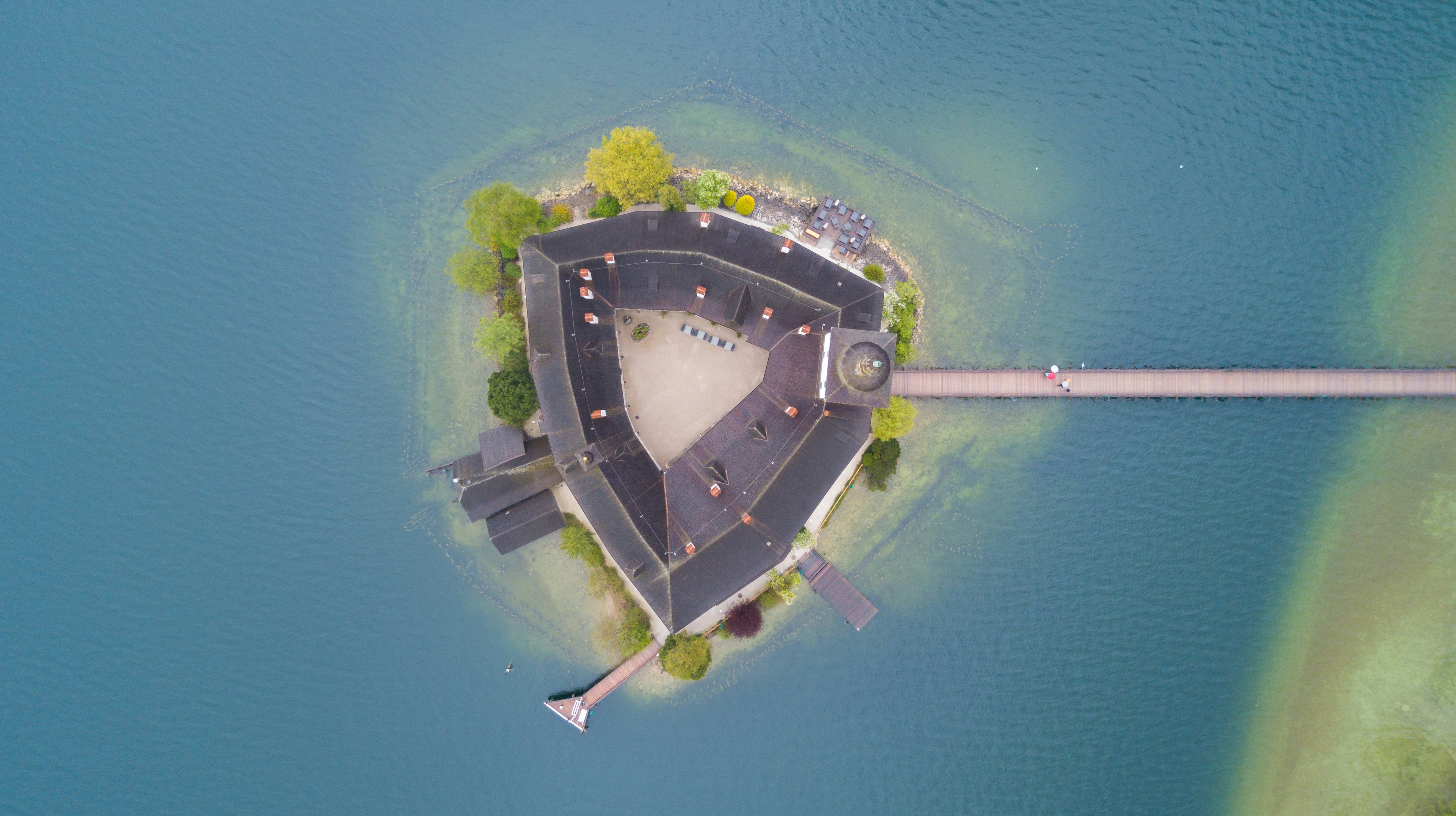 Aerial View of Lake Island Castle