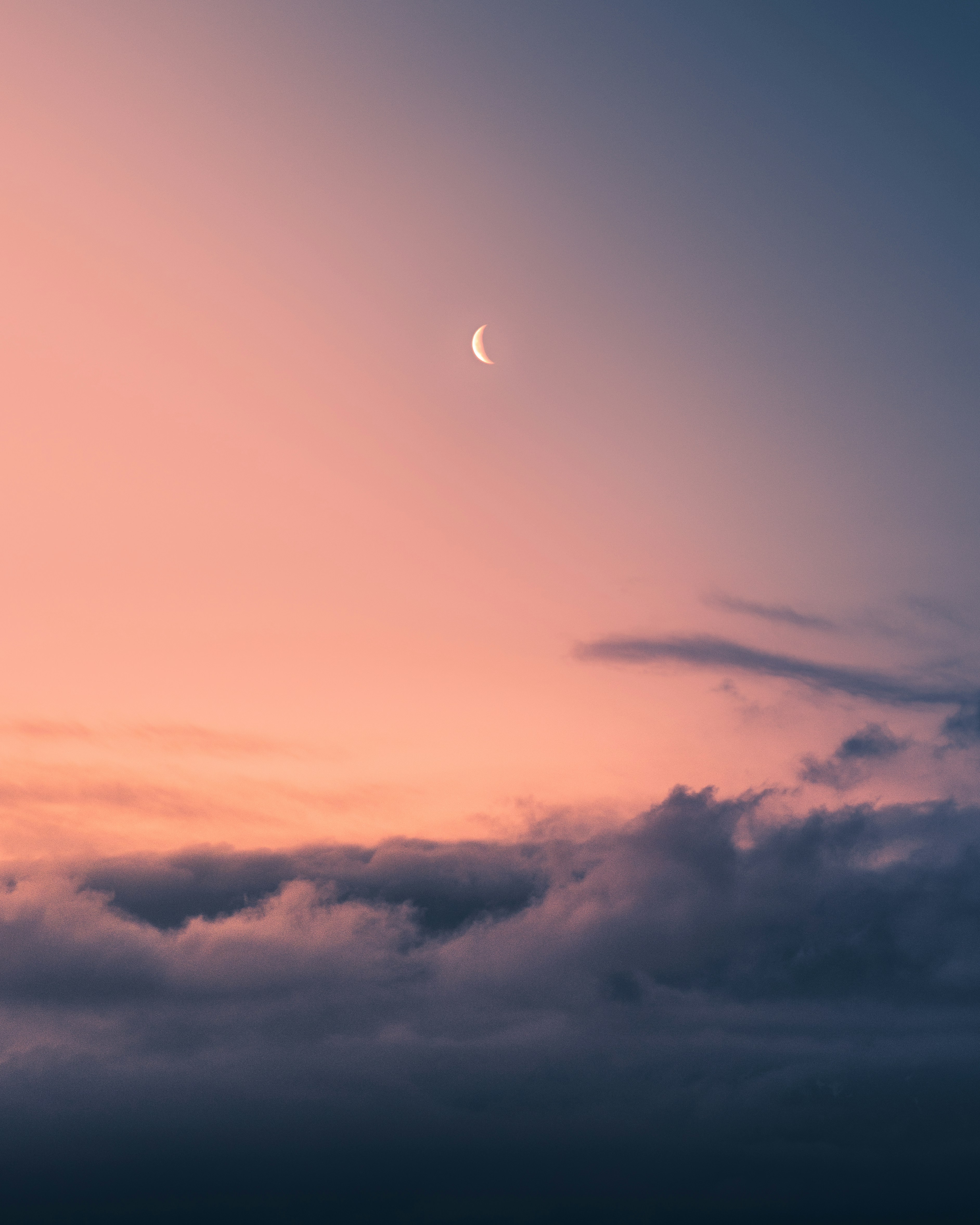 Crescent Moon Over Twilight Sky