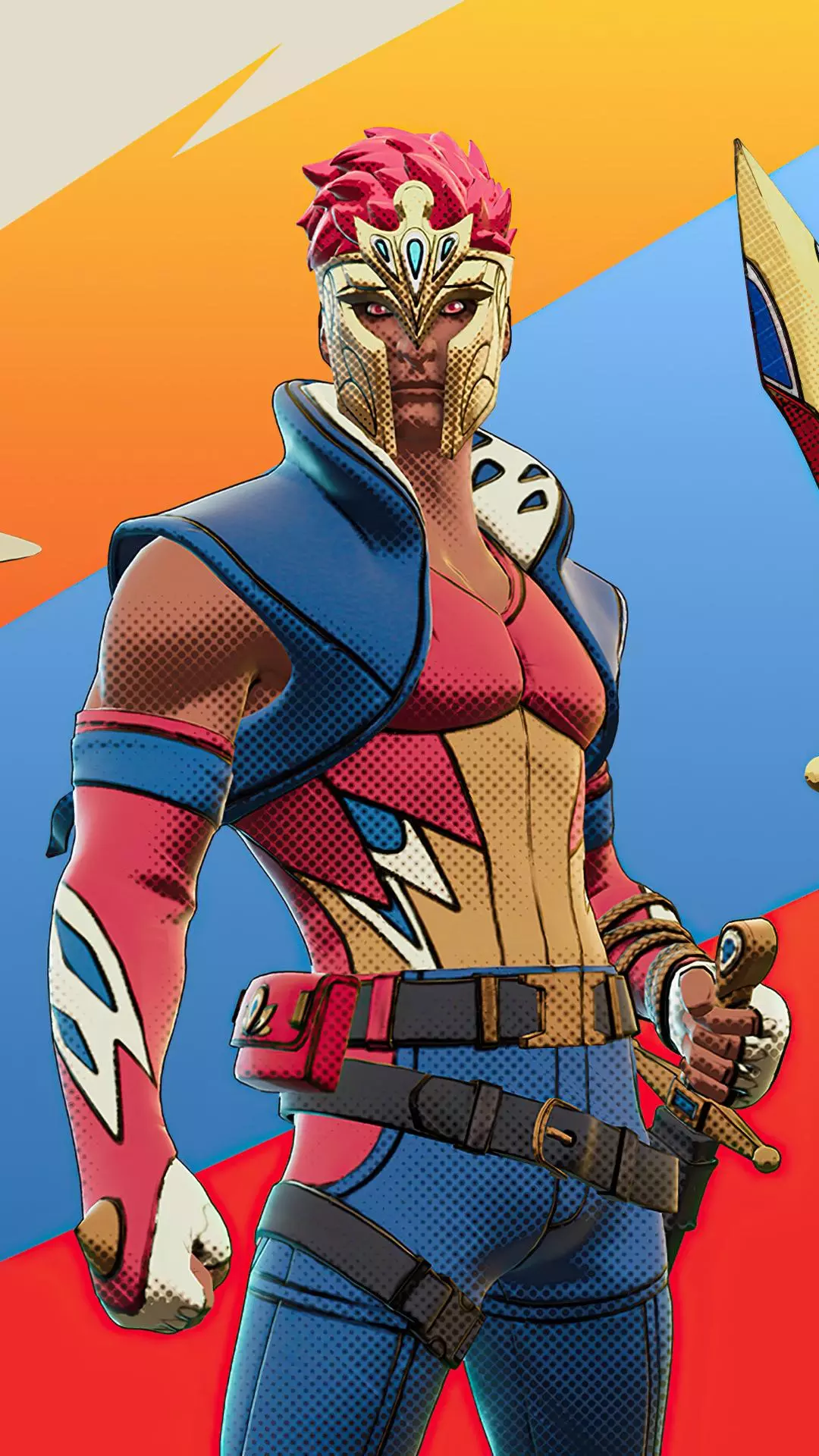 Masked Red-Haired Game Warrior Character