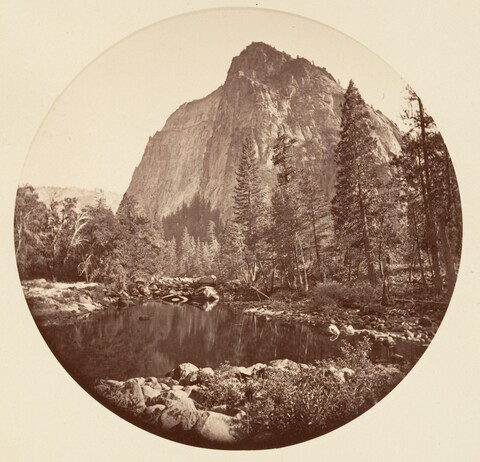 Vintage Mountain River Landscape