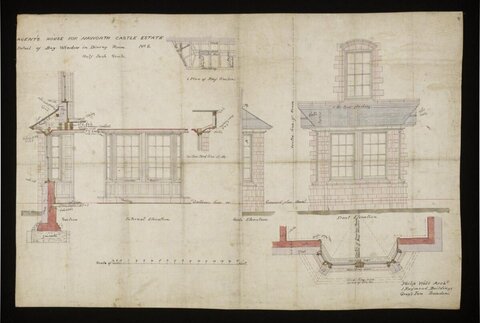 Vintage Bay Window Architectural Drawing