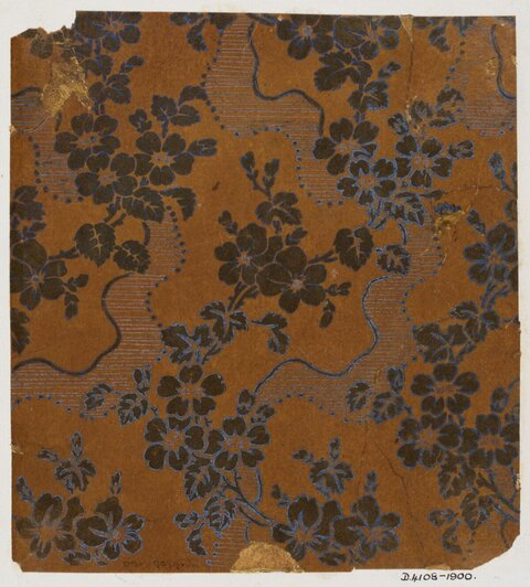 Vintage Brown Blue Floral Pattern
