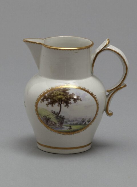 Painted Landscape Porcelain Pitcher