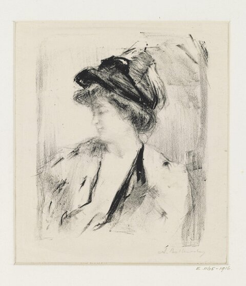 Profile Sketch of Woman Wearing Hat
